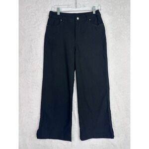 Adyson Parker Black Wide Leg Cropped Pants Womens Size 4 Slit Hem
